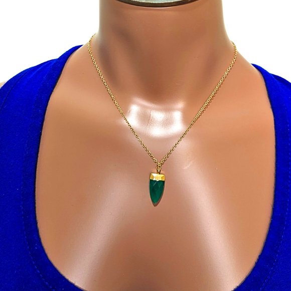 Wear Lex Jewelry - Wear Lex Handmade Gold Tone Green Crystal Amulet Pendant Artisan Necklace